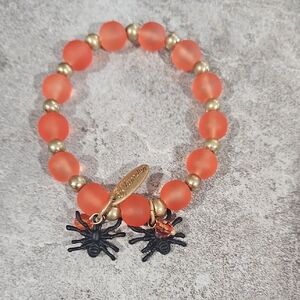 Halloween Beaded Bracelet with Spiders